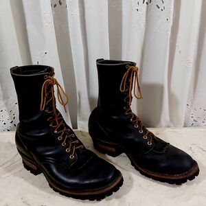 Men's Black Leather Boots. Size 13D. Very Good Used Condition.